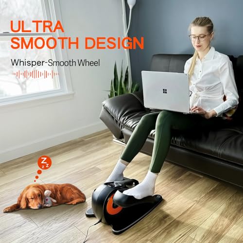 Image of Under Desk Elliptical Machine, Leg Exerciser for Seniors Adults, Adjustable Speeds Elliptical Trainer with Remote, Quiet & Portable Mini Seated Pedal Exerciser for Home Office Use