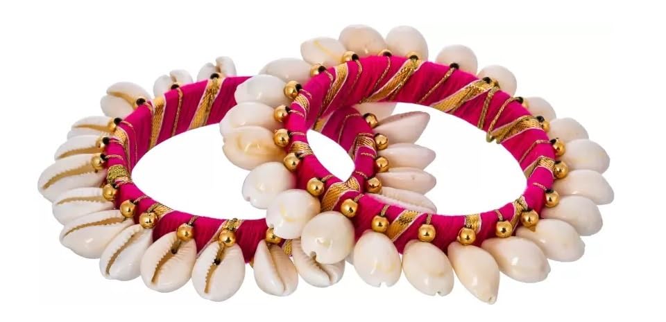 R Singh Enterprises Womens Beautiful Handmade Cowrie Shell Bangles Set of 1 Pair for Wedding Haldi Ceremony Baby Shower (Pink 2.8) (B0CS9HPK68) Amazon Price History, Amazon Price Tracker