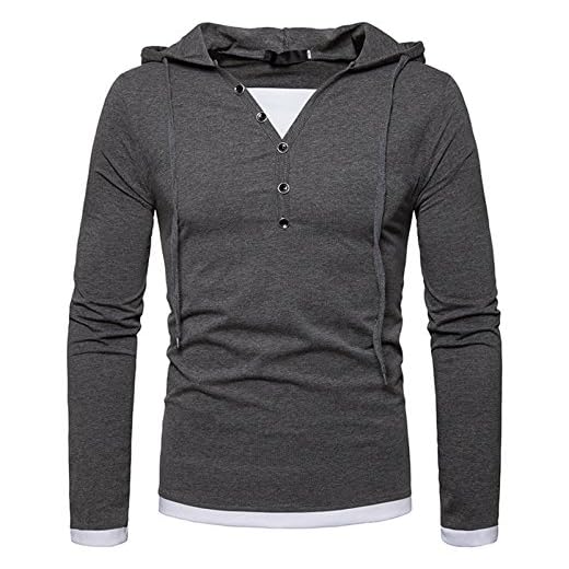 WHATLEES herr Urban Basic reglerad passform lång ärm lång t-shirt med huva av mjuk Jersey