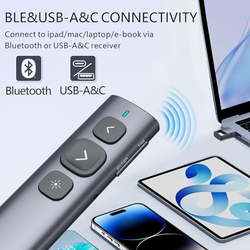 Image of Norwii N95 Presentation Clicker with USB-A&C Receiver, PowerPoint Clicker for Presentation Remote, Rechargeable Wireless Presenter Pointer, Slide Advancer for PC /Laptop /e-Book (Green, USB-AC)