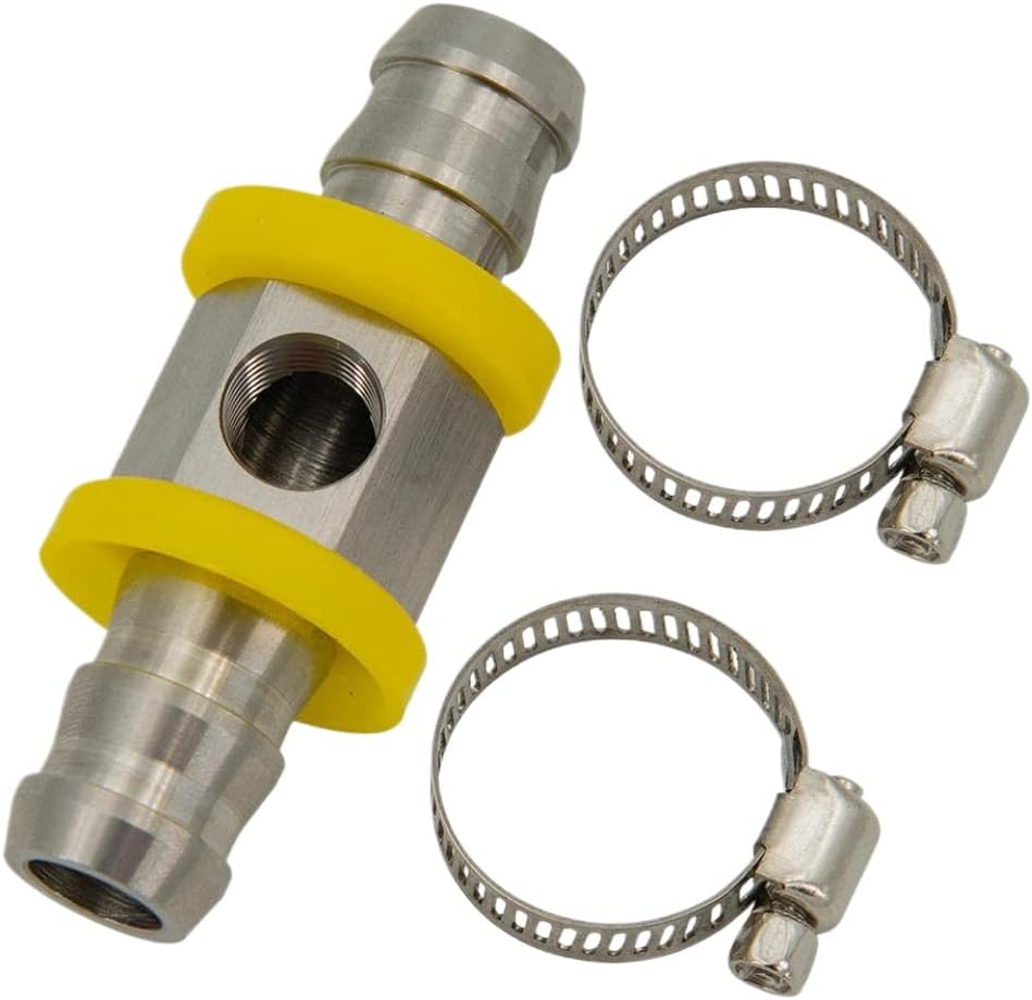 T-Fitting Adapter 3/8NPT 1/2NPT Fuel Line Hose Fit 1/8-27 NPT Port for Fuel Pressure Gauge with Hose Clamps(3 8NPT)