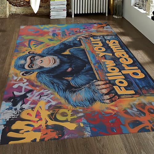 Tapis moderne d'impression animale graffiti 140x200 salon lavable machine