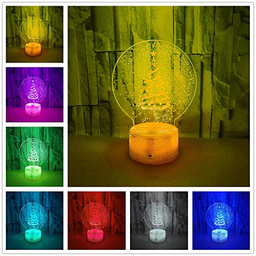 Preisvergleich Produktbild Weihnachtsbaum Led Nachtlicht 3D Optische Illusionslampe Deko Schreibtisch Tischlampe Mit Fernbedienung Und 7 Farb Touch Und Dimmbaren Funktionen Usb Betrieben Für Weihnachtsgeschenk