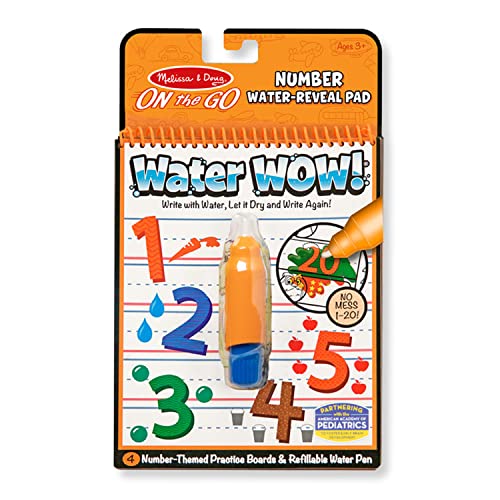 Melissa & Doug On The Go Water Wow! Reusable Water-Reveal Activity Pad - Numbers - Party Favors, Stocking Stuffers, Travel Toys For Toddlers, Mess Free Coloring Books For Kids Ages 3+ #TOP25