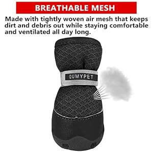 QUMY 4PCS Dog Shoes for Small Dogs Hot Pavement Summer Puppy Dog Boots Paw Protectors with Soft Skid Resistant Rubber Sole Mesh Breathable Dog Booties for Hardfloors Walking Running Black Size 2
