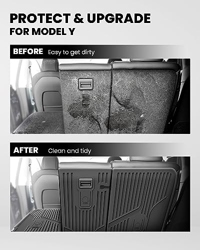 LASFIT Rear Back Seat Protector for Tesla Model Y 2020-2024, TPE Second Row Seats Back Cover, Waterproof Backrest Mats Model Y Accessories, 3 PCS - Image 3