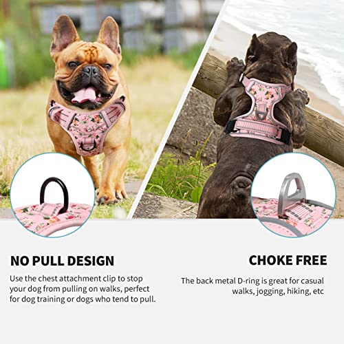 HEELE No-Pull Hundegeschirr, Brustgeschirr für Mittelgroße Hunde, Weich Atmungsaktiv Einstellbar Reflektierend Hundegeschirr Anti Zug mit Gepolstert Griff, Pink, S