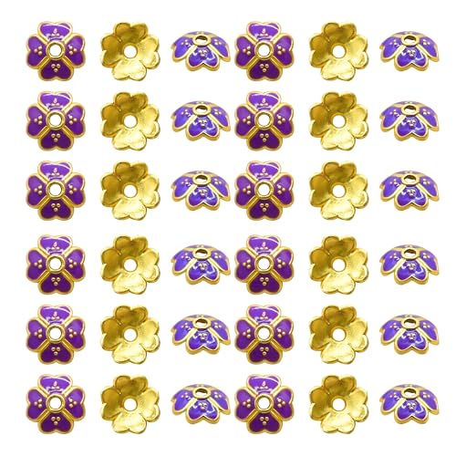 Image of Satra Traders Designeer Meenakari Beads Cap | Size : 7mm | Qty : 50pcs | MK40 (Purple)