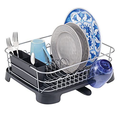 mDesign Alloy Steel Sink Dish Drying Rack Holder...