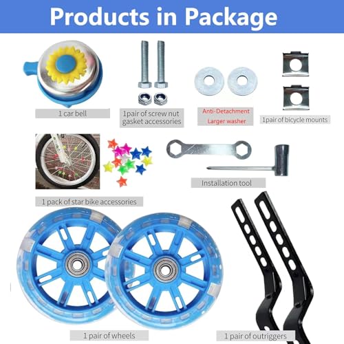 Image of DDJKCZ Training Wheels Flash Mute Wheel Bicycle Compatible for Bikes of 12 14 16 18 20 Inch