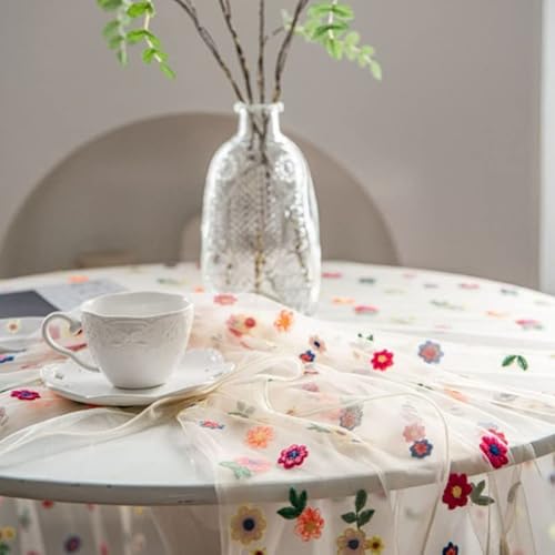 Poowe Colorful Flower Lace Tablecloth Embroidered Lace Table Cover For Table Classic Dustproof Table Protector For Kitchen Dining Room Party Wedding Banquet Home Decoration thumb #6