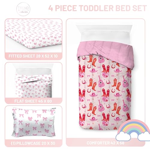 Image of Trend Collector Cowgirl Toddler Comforter Set 4 Piece Bedding, Pink