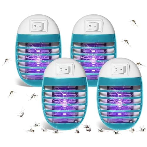 Mückenstecker, Elektrisch Mückenfalle mit UV-Licht, Insektenvernichter Mückenlampe für Mücken Motten Fliegen, Anti Mücken Stecker für Schlafzimmer Küche, 4 Stück