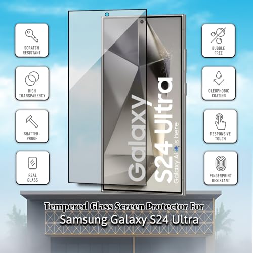 Image of Military Grade Matte Anti-Glare Tempered Glass Screen Protector for Samsung Galaxy S24 Ultra (6.8 Inch) With Installation Kit | Edge to Edge Coverage | Black