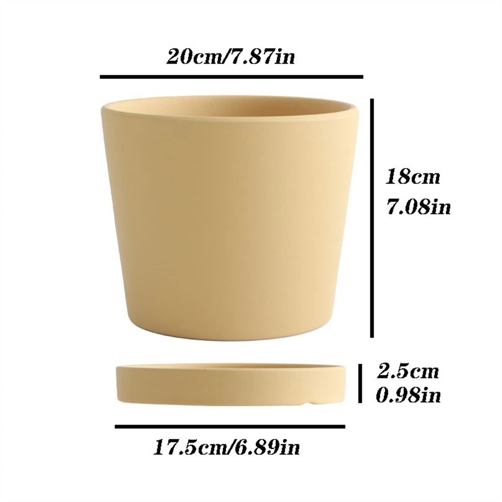 HIHELO Donice Ceramiczna okrągła doniczka z otworami drenażowymi sukulenty kaktus orchidea doniczka doniczkowa prosta z tacą doniczka do przedszkola (kolor: szary)