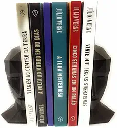 Aparador De livros Suporte de Livros Face Cérebro Dourado, Cor: Preto Aparador de Livros para Estante Suporte Organizador de Livros