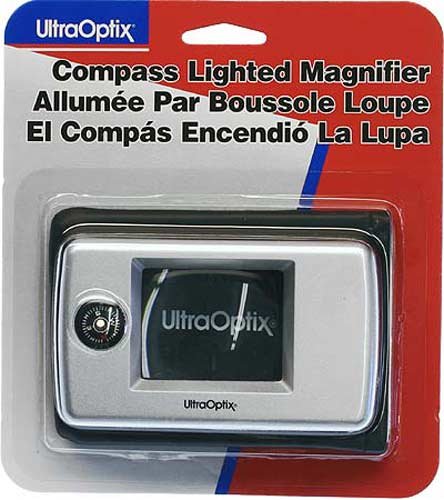 3X Lighted Pocket Magnifier with Compass