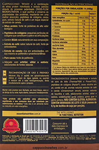 Cappuccino Whey, Essential Nutrition, Cappuccino, 14 Sachês 32g