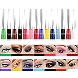 ARTIFUN 14PCS Farbige Eyeliner Set,Matte bunte Eyeliner Schimmer Hochpigmentierte Wasserdicht,Liqiud Eyeliner Stift mit Feinen Pinsel Kopf