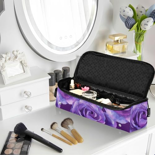 Organizador 2 en 1 para herramientas de cabello Deep Purple Roses con esterilla para plancha resistente al calor y protector impermeable para viaje miniatura 6