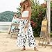 Bestbee Womens Palazzo Pants Dressy Casual Wide Leg Gaucho Pant Business Flowy Slacks Elastic Waist with Pockets, M, Black Leaf-White
