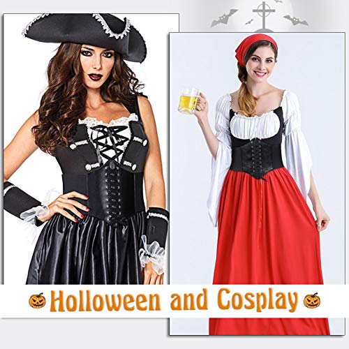 Image of Lace-up Corset Elastic Retro Cinch Belt Waist Belts for Women Black by SUOSDEY