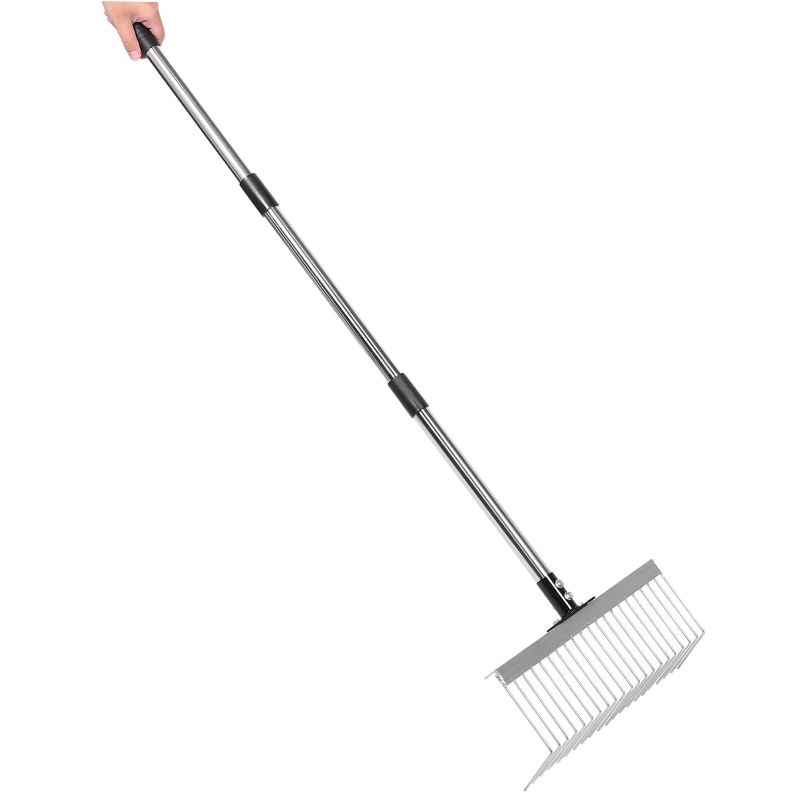 Toyvian Rastrello da Giardino Regolabile in Metallo per Foglie Prato e Terreno Rastrello Telescopico per Giardinaggio Livellamento e Raccolta Foglie