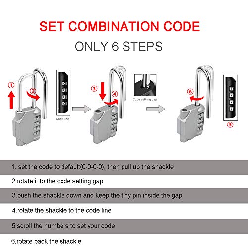 Disecu 4 Digit Combination Lock 2.5 Inch Long Shackle Outdoor Waterproof Padlock For School Locker, Gym Locker, Hasp Storage, Fence, Gate, Cooler, Case (Silver, 2 Pack) #TOP4
