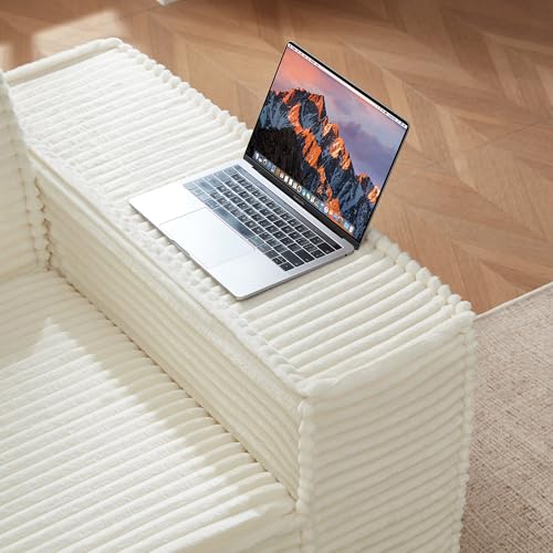 Image of CHITA 112 inch Modular L-Shaped Sofa, Oversized Deep Seat Boneless Couch, Modern Comfy Boneless Sofas for Living Room, No Assembly Required, Left Facing Chaise, Cream