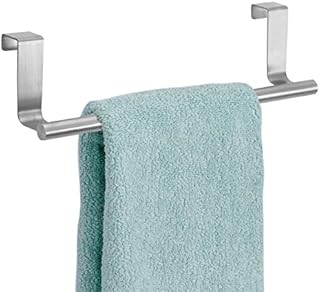mDesign Over The Cabinet Towel Bar  Stainless Steel Towel Rail Perfect for The Kitchen or Bathroom  Practical Towel Holder for Kitchen Cupboards  Chrome