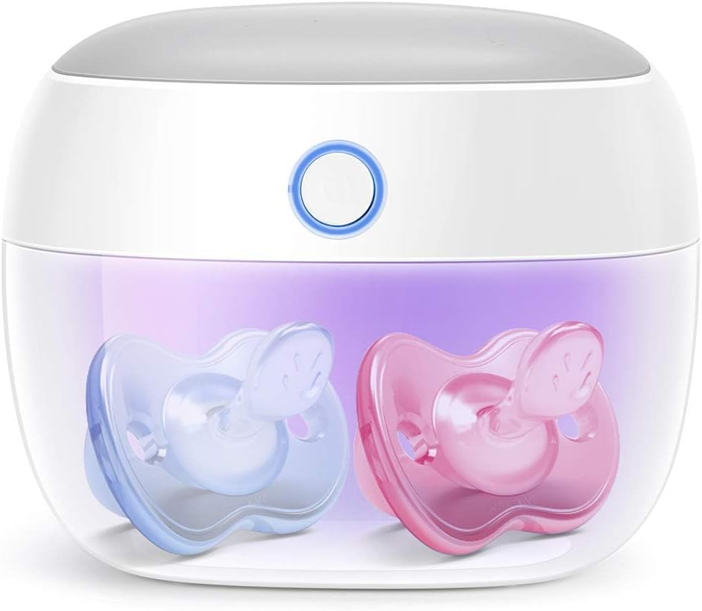 Papablic Portable Pacifier Sanitizer, UV Light Sanitizer Case On The Go for Baby Health, USB Rechargeable Mini Travel Sanitizer Box, 99.99% Cleaned in 59 Seconds