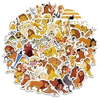 50Pcs The Lion King Stickers, Cartoon Lion King Stickers for Kids Teens, Vinyl Waterproof Cute Party Favors Decals for Laptop Water Bottle Books Skateboard