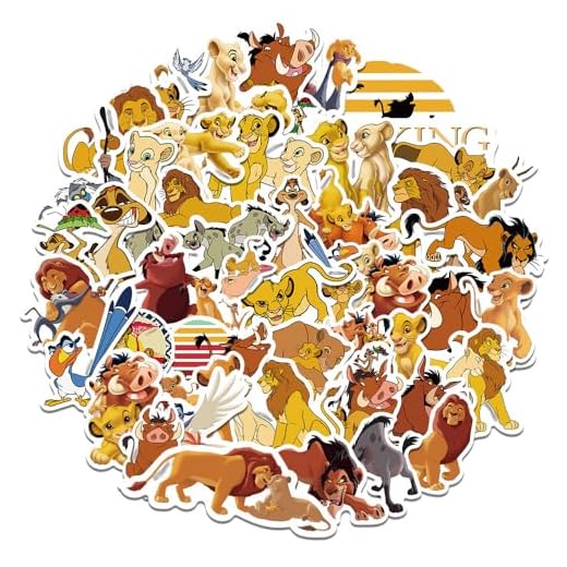 The King Lion Stickers, 50 pegatinas de dibujos animados, vinilo impermeable DIY para monopatín, coche, portátil, guitarra, adolescentes y niños