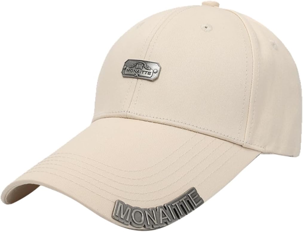 Long Brim Baseball Cap, Black, Adjustable Hat Classic Style with Logo, Adult Unisex