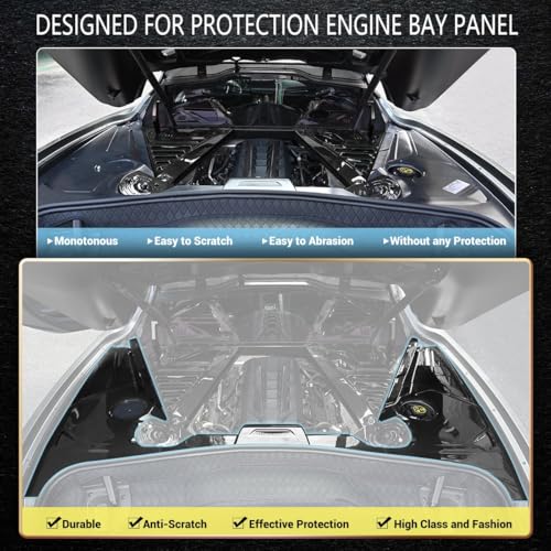 Image of Gloss Black Engine Compartment Surround Overlay,Carbon Fiber Pattern Engine Bay Panel Cover Trim Side Panel Center Strut Cover for Corvette C8 Stingray Z51 2020+ for C8 Z06 /E-Ray 2023+