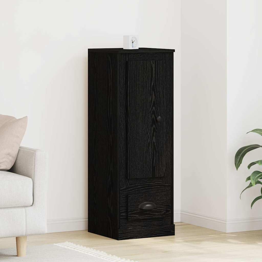 Aparador de roble negro de 36 cm con cajón y puerta para almacenamiento de salón