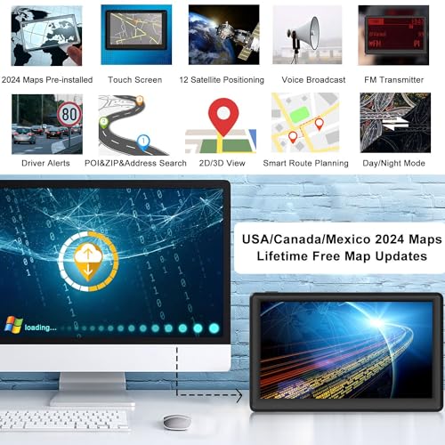 Jimwey GPS Navigator for Car Truck GPS Commercial Drivers 2024 US/CA/MX Offline Maps, Free Map Update, Voice Guidance, Drive Alert, 7 Inch Handheld GPS Navigation System for Vehicle RV Semi Truck