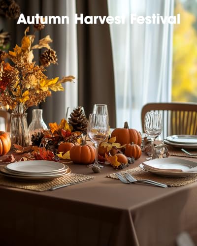 Image of Pureegg Plastic Table Cloth Disposable 54x108 Inch 20 Pack, Brown