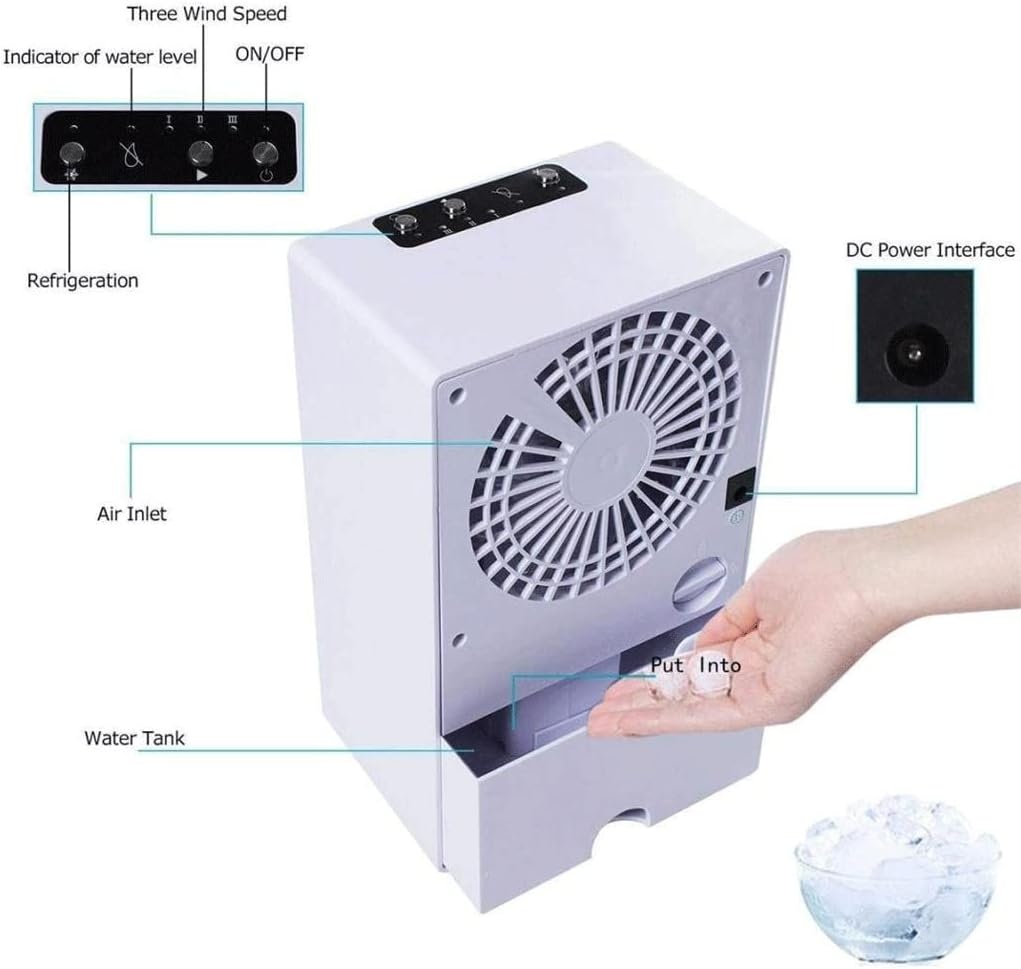 Personal Air Cooler, Evaporative Coolers with Waterbox, Portable LED Table Fan, 3 Speed, Charging,-Quiet for Home Office Bedroom Kids(Onecolor)