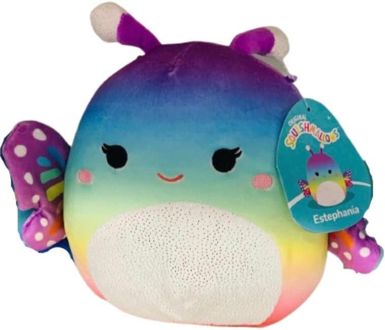 Squishmallows Official Kellytoy 7 Inch Soft Plush Squishy Toy Animals (Estephania Rainbow Butterfly)