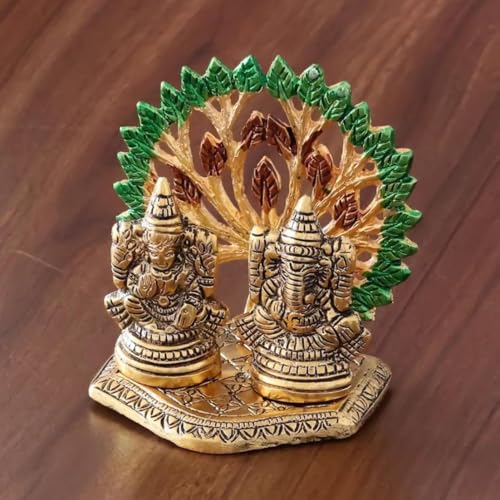 Image of KridayKraft Mini Laxmi Ganesh Murti - Divine Lord Idol for Home & Office Decor, Intricately Designed Pooja Statue & Spiritual Showpiece for Living Room, Bedroom, Temple (Golden)