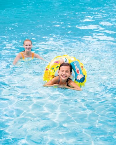 Image of 61cm Transparent Tubes for 6-10 Years Old Kids | Vibrant Print Floatie for Toddler Amusement | Inflatable Plastic Ring for Swimming Pool - Pack of 1