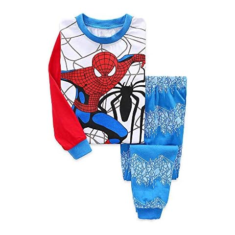 Shanleaf-Cat Superhero Boy's Cotton Basic Shirt Set Children's Cartoon Spider Basic Layer Long Singlet 2-piece Set (6T, Spider-3) Cover