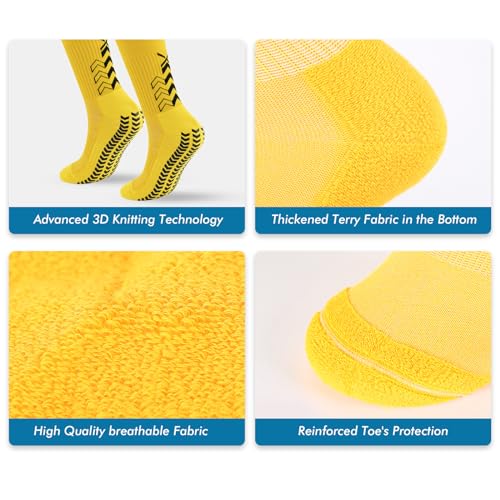 BoloShine Grip voetbalsokken, sportsokken voor mannen en vrouwen, lange kniekousen met elastische comfortabele compressiesokken met anti-slip rubberen pads voor basketbal, voetbal, rugby, hardlopen, - Afbeelding 3