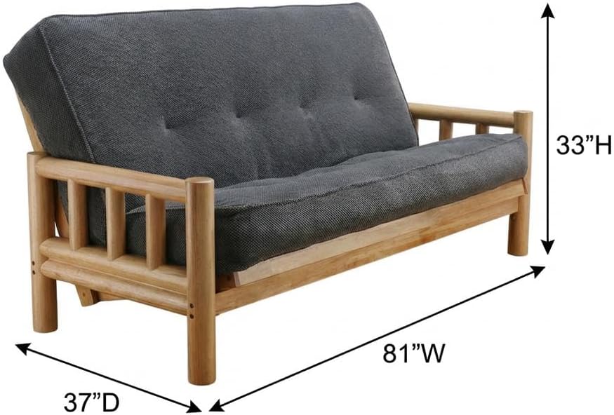 Starlight Canyon Home Light Grey Futon, 100% Polyester Fabric, Natural Wood Frame, Hand Tufted Mattress, Cotton/Foam Fill, Stylish