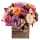 Enchanted | Purple, Peach Fresh Flowers Aquabloom Arrangement with Vase | Arabella Bouquets | Flowers for Delivery, Graduation, Birthday, Congratulations | Premium Hydrated Shipping
