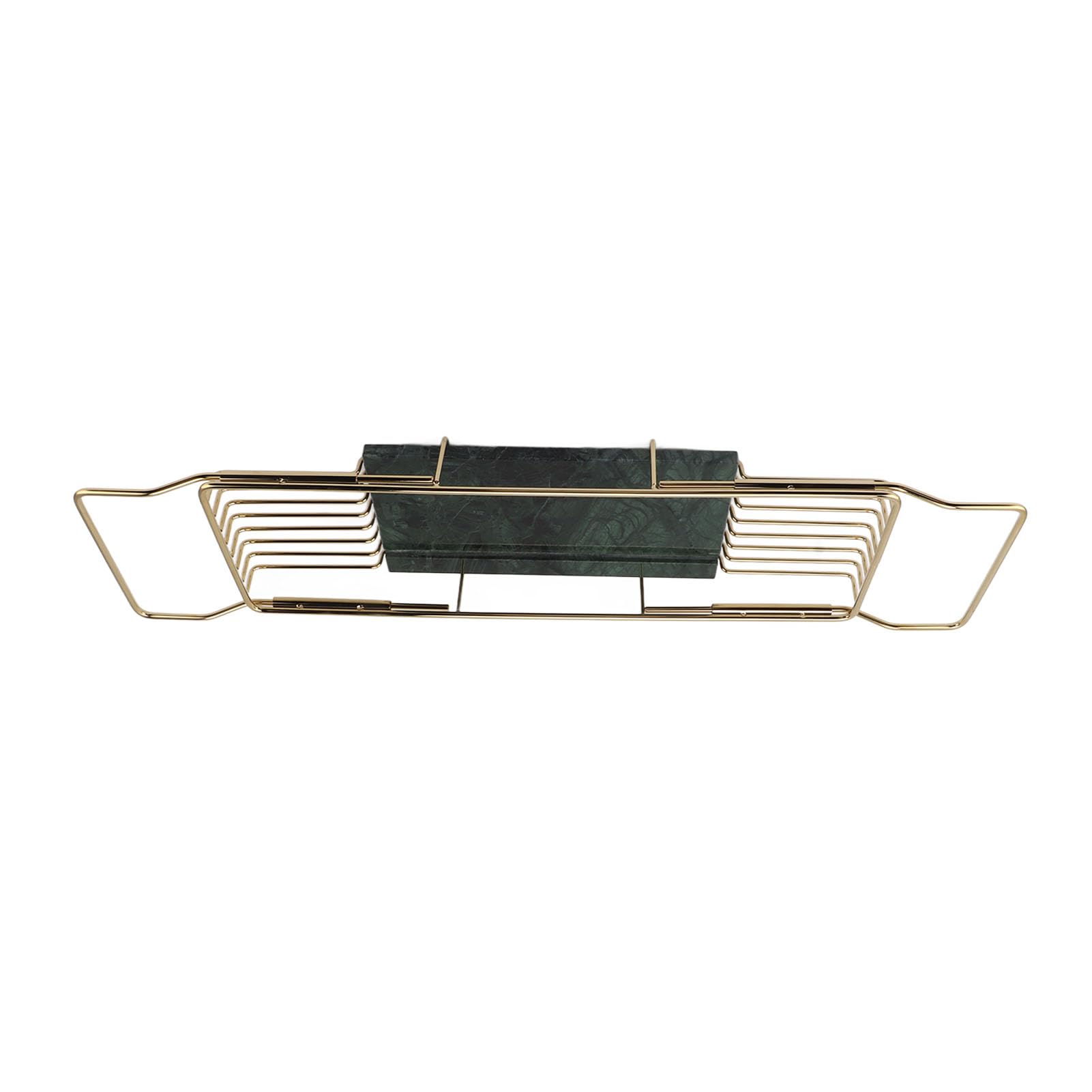 Rejilla para Bañera de Mármol y Metal, Bandeja Extensible Antideslizante con Diseño Multifuncional para Uso en Bañera y Cocina, Acero Inoxidable Mármol (Oro Verde)