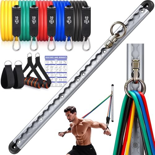 TOBWOLF Resistance Band Wall Mount System Space Saving for At Home Fitness