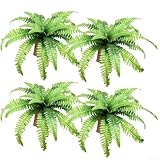 Boston For Fern Pianta artificiale per giardino, patio e uso interno, finta realistica per felci con diverse sfumature di verde, per decorazione della casa (4 pezzi)