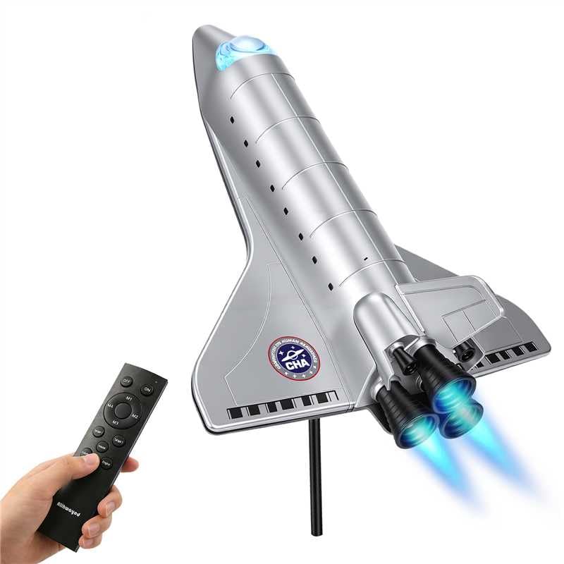 Alihwayed Space Shuttle Galaxy Projector Dynamic Nebula Realistic Tail Jet Flame & Ambient Music with Water Fuel Tank Space Theme Desk Decor Metallic Texture Gifts for Kids Adults Teens